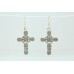 925 Sterling Silver Dangle Cross Earring synthetic opal Stones 1.9 inch